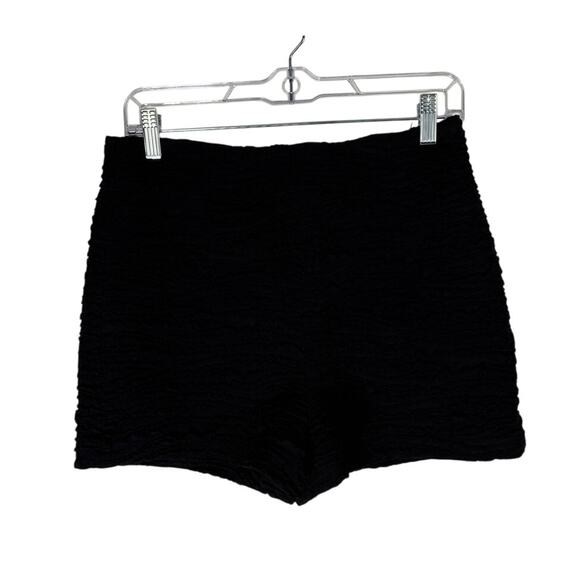 Zara Black Textured Back Zipper Monki Chic Vacation Summer Mini Shorts Size M - Picture 1 of 8